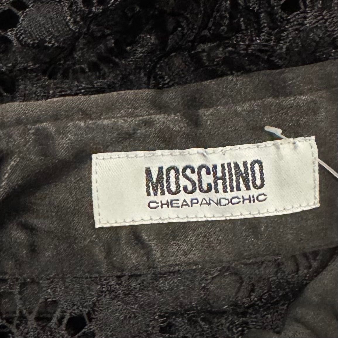 MOSCHINO モスキーノ レース 長袖 ブラウス ブラック シャツ - メルカリ