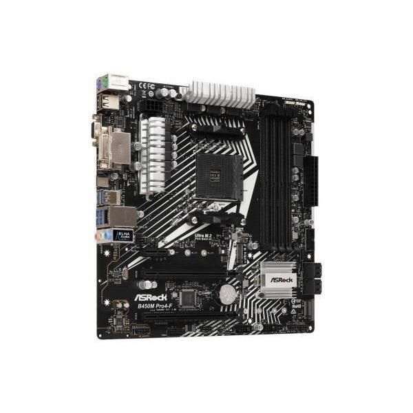 ASRock B450M PRO4-F AMD B450 AM4 DDR4-3200 128GB M.2 SATA Gigabit Ethernet HDMI DVI-D
