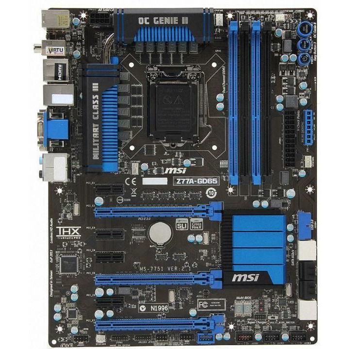 MSI Z77A-GD65 Intel Z77 LGA1155 DDR3-2800 32GB mSATA SATA Gigabit LAN HDMI DVI-D VGA Motherboard