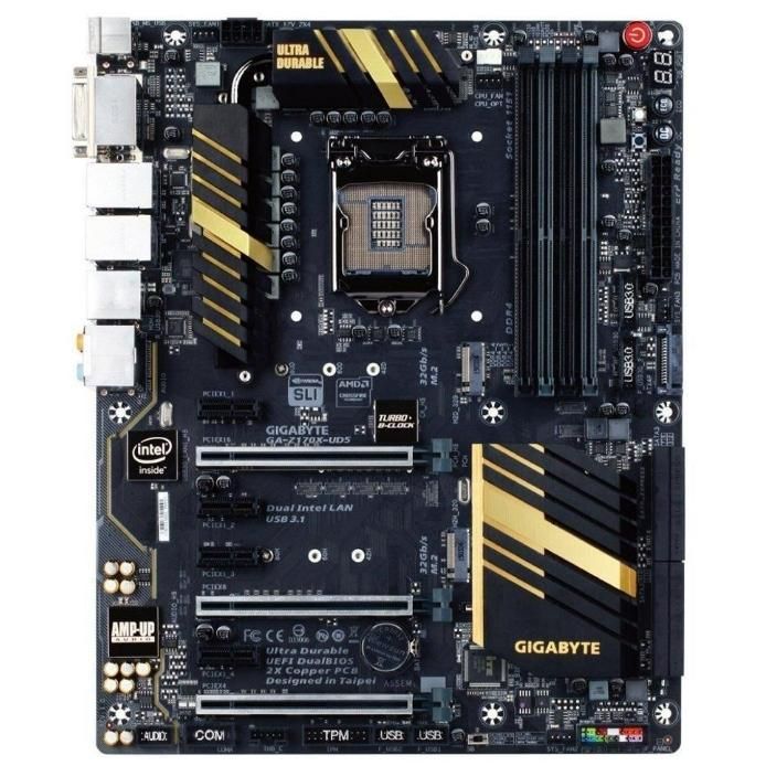 GIGABYTE GA-Z170X-UD5 Intel Z170 LGA1151 DDR4-3466 64GB M.2 SATA 10GBase-T LAN Wi-FI 6E Motherboard