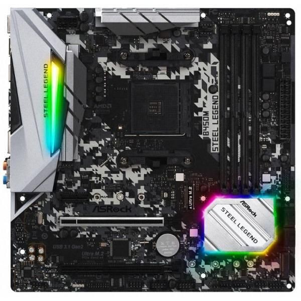 ASRock B450M Steel Legend AMD B450 AM4 DDR4-3533 64GB M.2 SATA Gigabit LAN HDMI