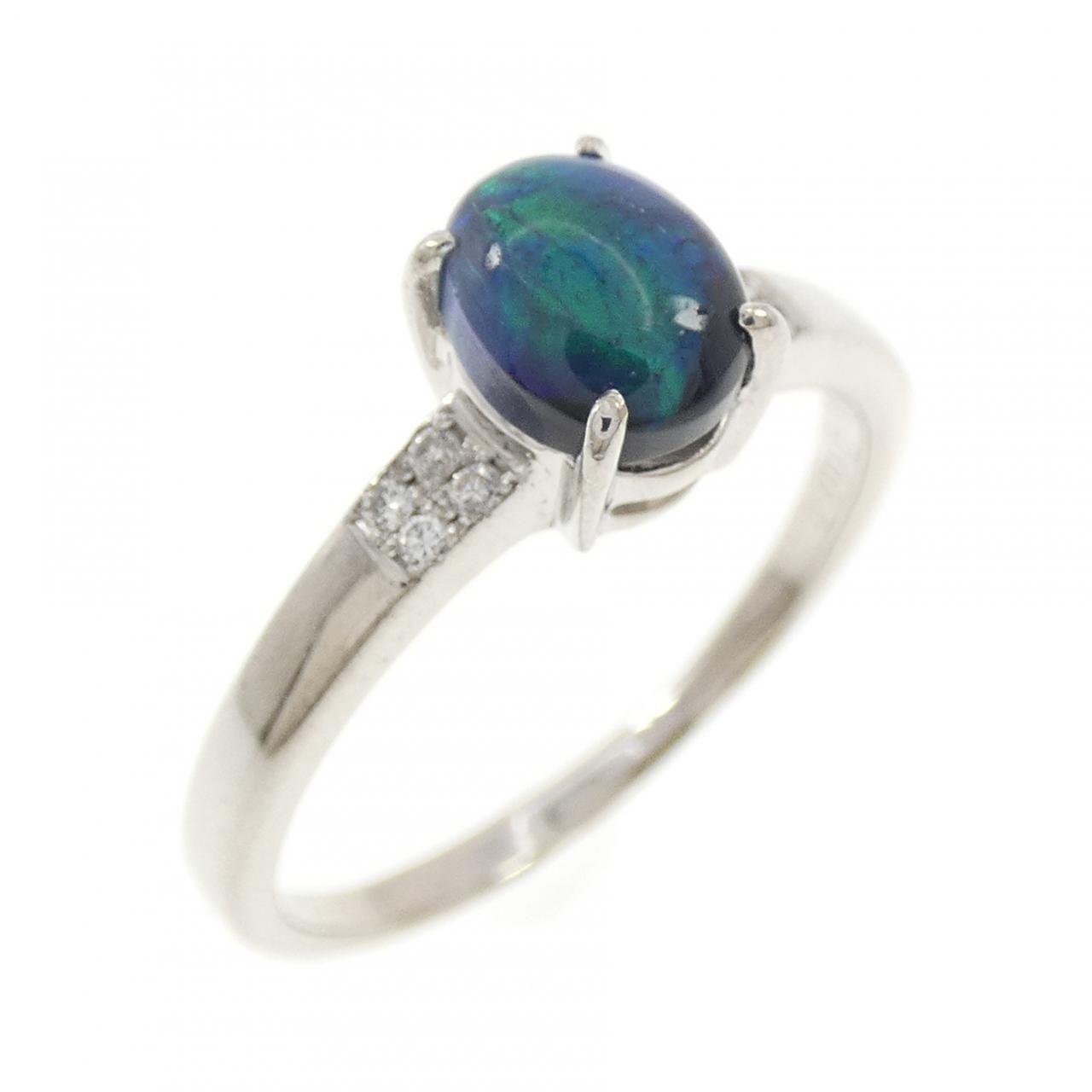 K18WG ブラックオパール リング 0.96CT