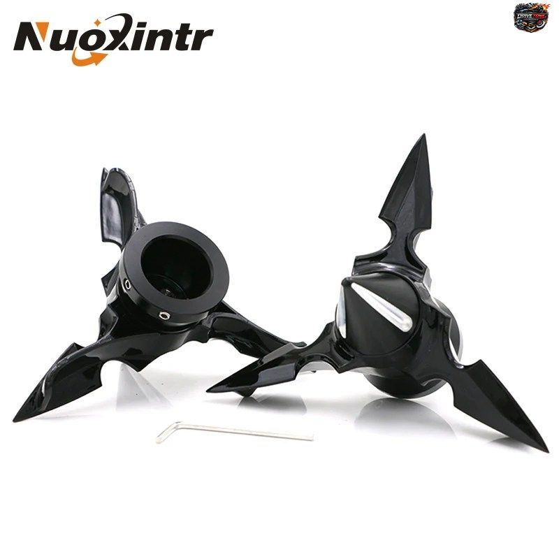 NUOXINTR 新型スーパークールモーターサイクルフロントアクスル回転ブレード ハーレーダイナスポーツスター用フロントアクスル保護キャップ