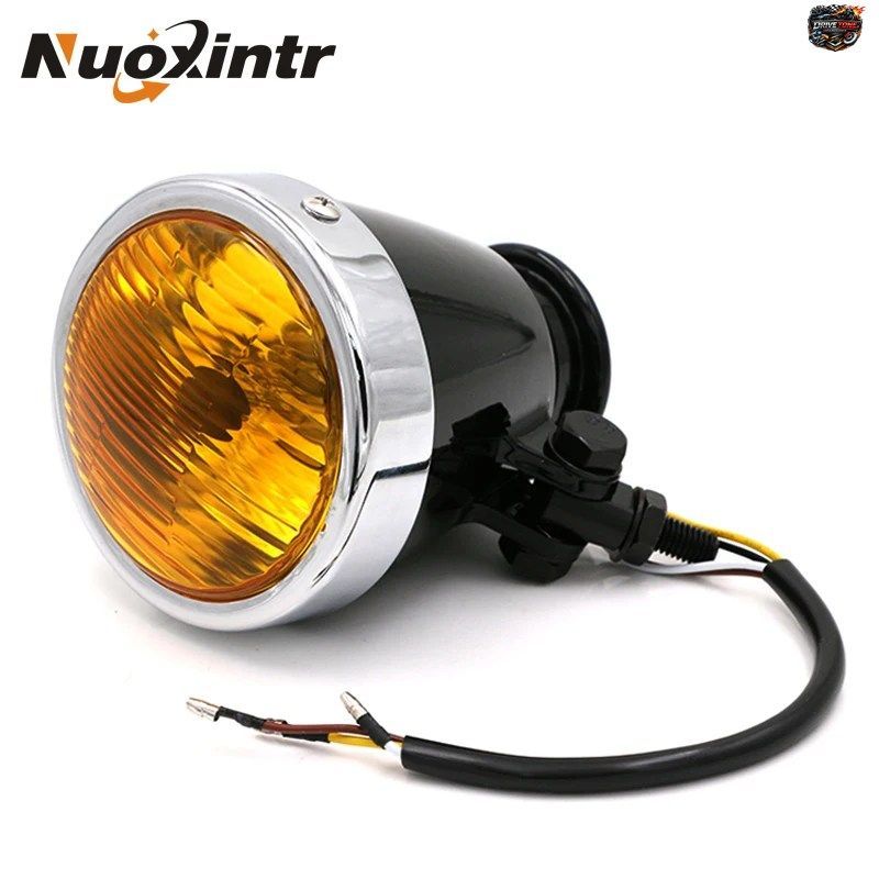 NUOXINTR 12V オートバイ用ヘッドライトランプ メタル モトクロス ヘッドランプ ハーレー スズキ カフェレーサー チョッパー用