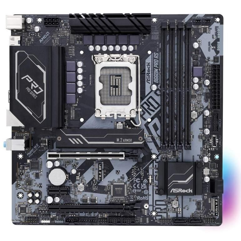 ASRock B660M Pro RS Intel B660 LGA1700 DDR4-5333 128GB M.2 SATA Intel Gigabit LAN HDMI