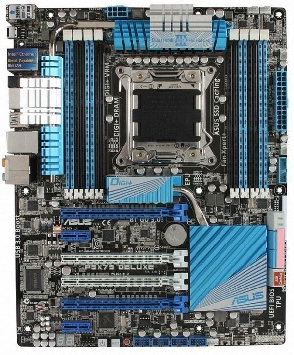ASUS P9X79 DELUXE Intel X79 LGA2011 DDR3-2400 64GB SATA 6GB s PCIe 3.0 x16 Dual Gigabit