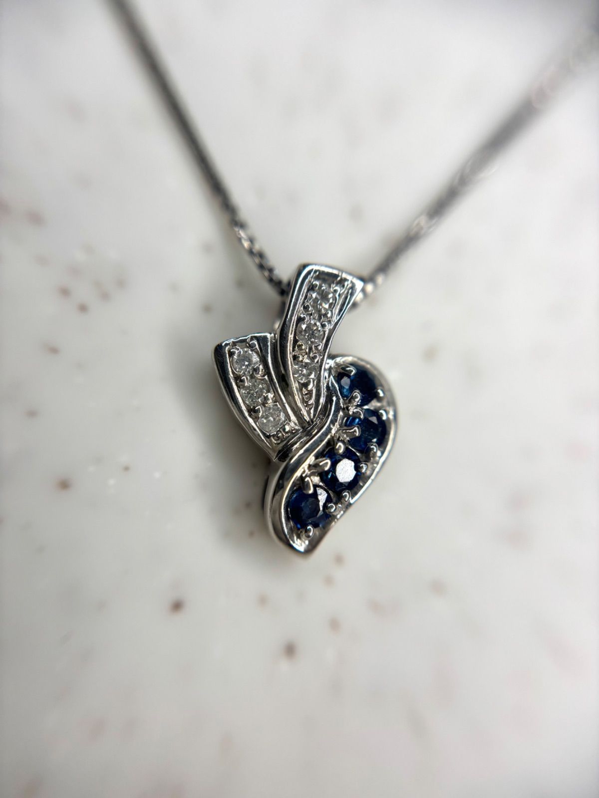 pt850 ネックレス サファイア ダイヤモンド ペンダント 0.31ct 0.08ct