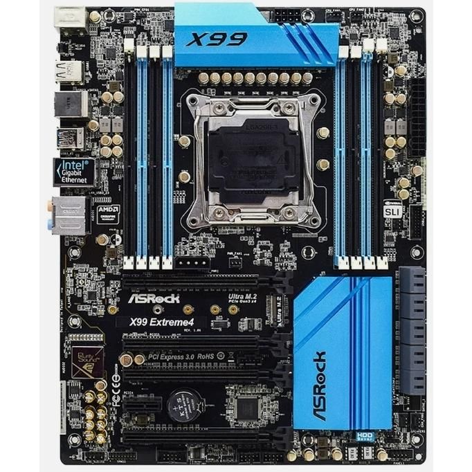 ASRock X99 Extreme4 Intel X99 LGA2011-3 DDR4-3000 128GB M.2 SATA3.0 PCIe 3.0 Thunderbolt