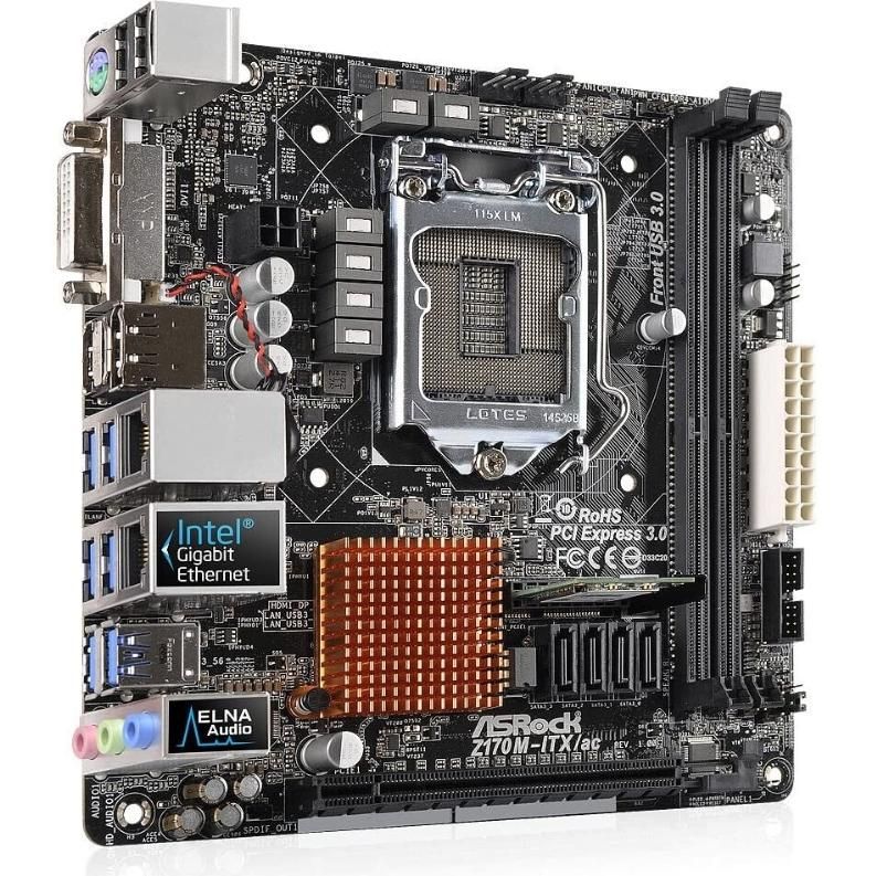 ASRock Z170M-ITX/ac Z170 LGA1151 DDR4 PCIe 3.0 x16 Wi-FI 802.11ac Dual LAN
