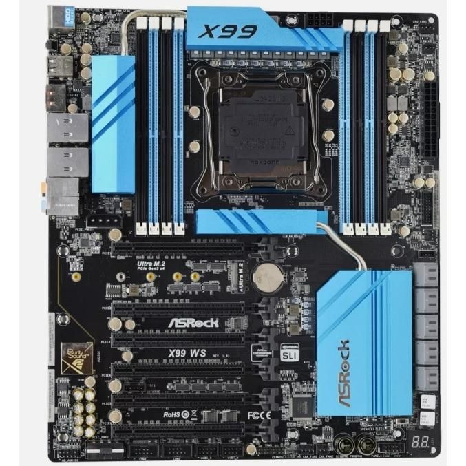 ASRock X99-WS Intel X99 LGA2011-3 DDR4-3000 128GB M.2 SATA eSATA Dual Gigabit LAN SPDIF