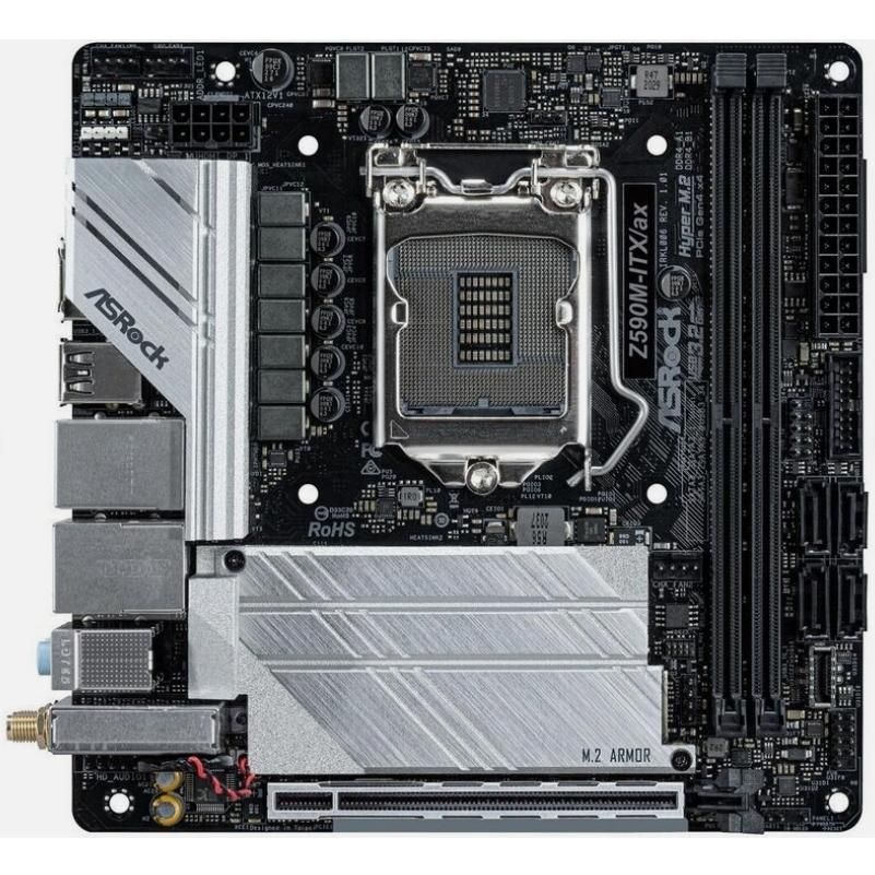ASRock Z590M-ITX/AX Z590 LGA1200 DDR4 PCIe 4.0 Wi-FI 6E DisplayPort