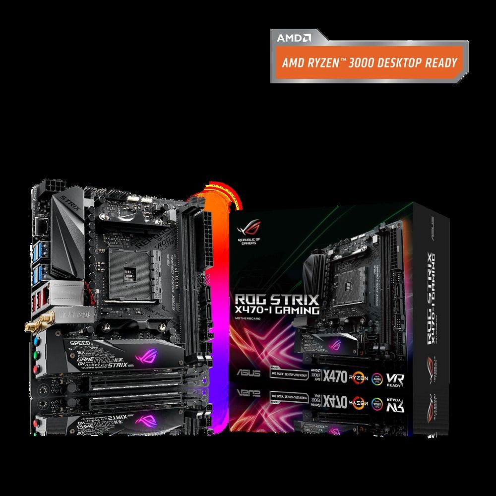 ASUS ROG Strix X470-I Gaming AMD X470 AM4 DDR4-3600 64GB M.2 SATA Intel Gigabit LAN Motherboard