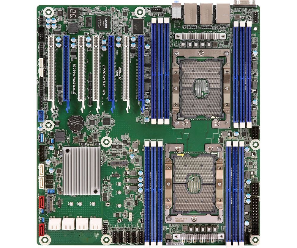 ASRock Rack EP2C621D12 WS Intel C621 LGA3647 DDR4-2666 1.5TB M.2 SATA Dual Gigabit LAN
