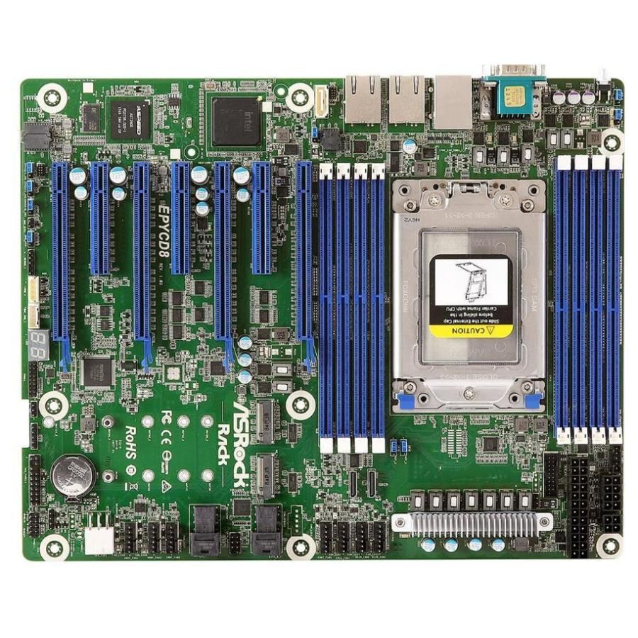 ASRock Rack EPYCD8 AMD EPYC 7002 7003 SP3 DDR4-3200 4TB M.2 SATA3.0 Dual 10GBase-T IPMI