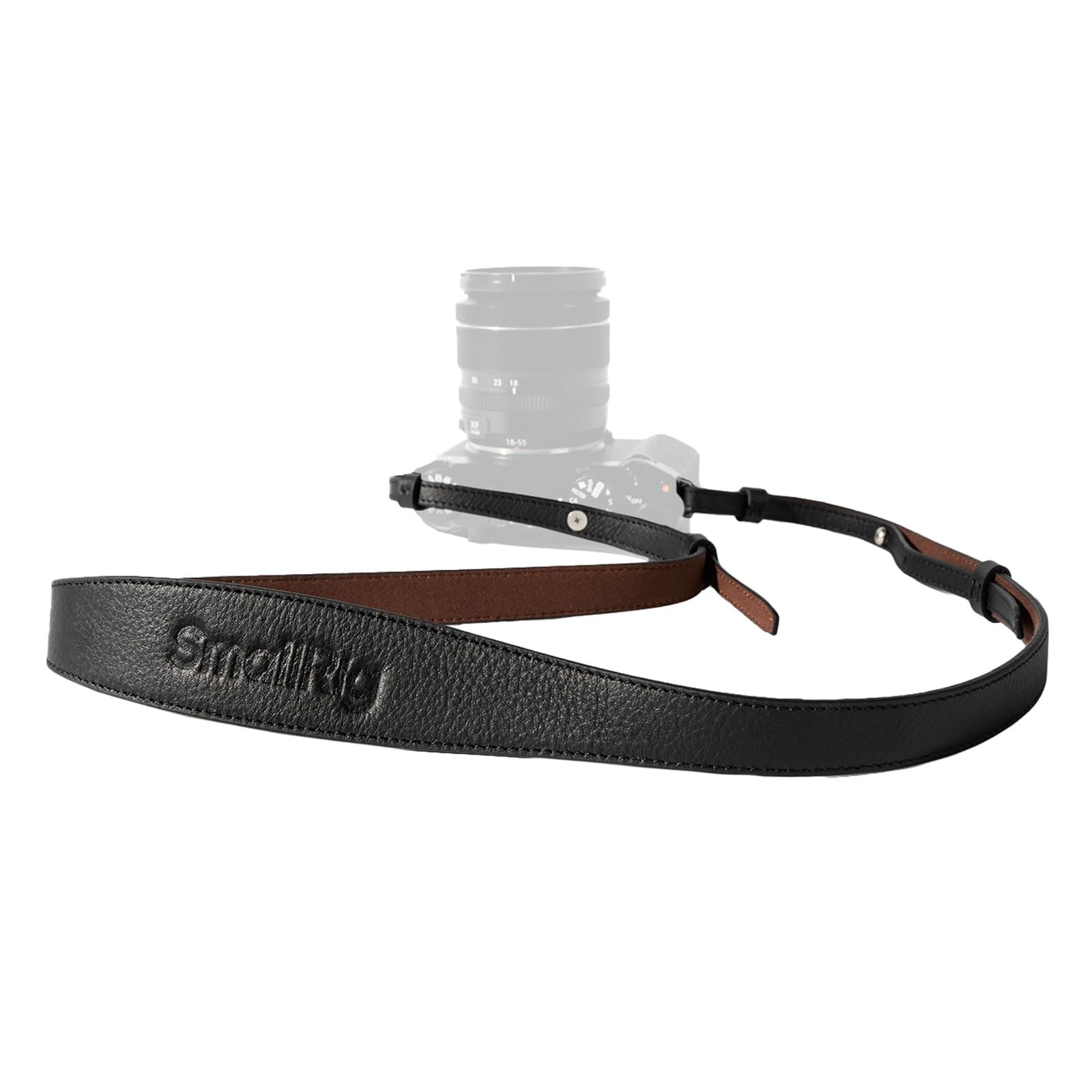 【新品】[SMALLRIG] ユニバーサルレザーカメラショルダーストラップ DSLRカメラ用 100?110cm（39?43インチ） 調節可能 最大荷重10kg（22ポンド） 人間工学に基づいたショルダーサポート 旅行/ビデオブログ用（ブラック） 5208