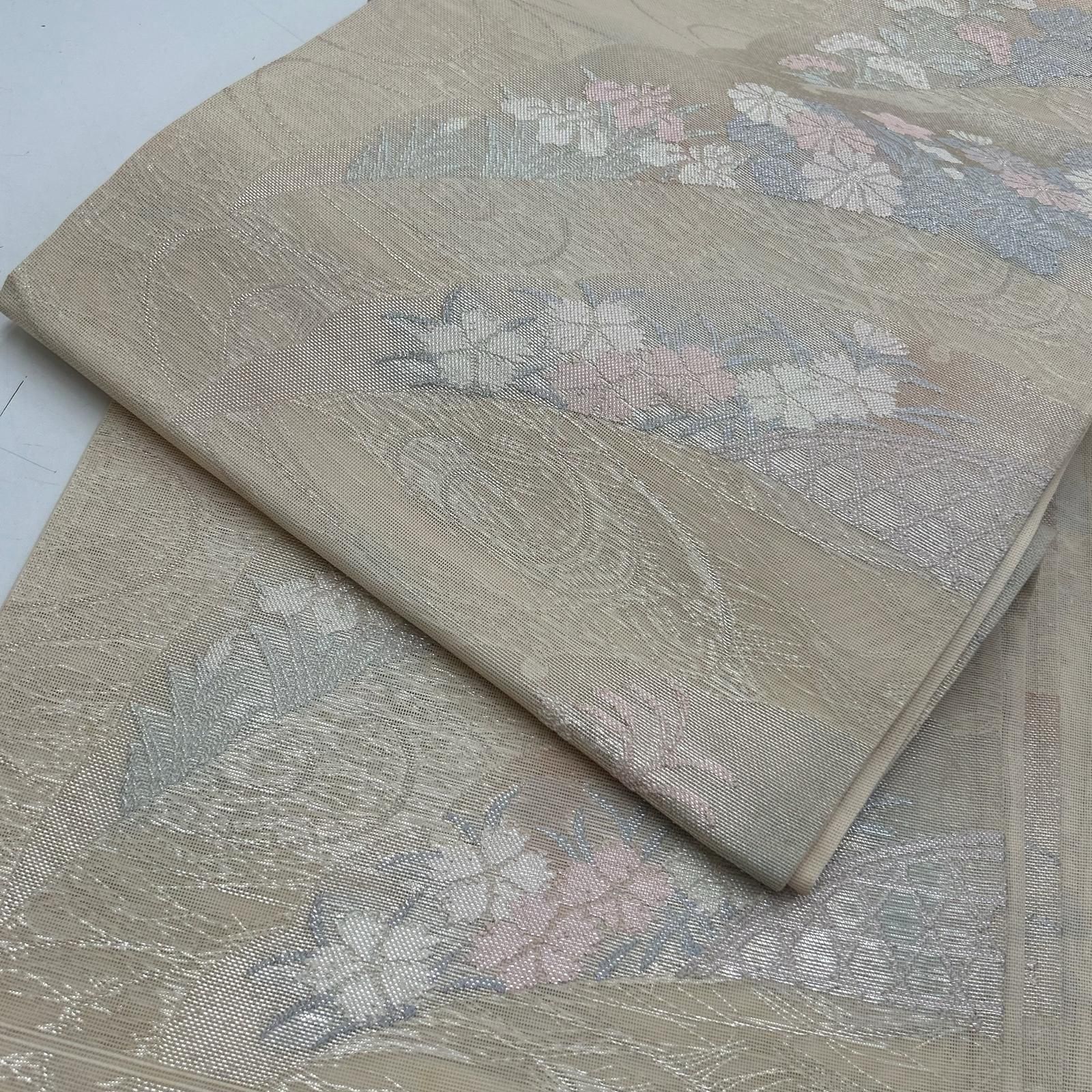 夏帯 紗 袋帯 正絹 上品な花柄 品ある色味 着物 a-8782 - メルカリ