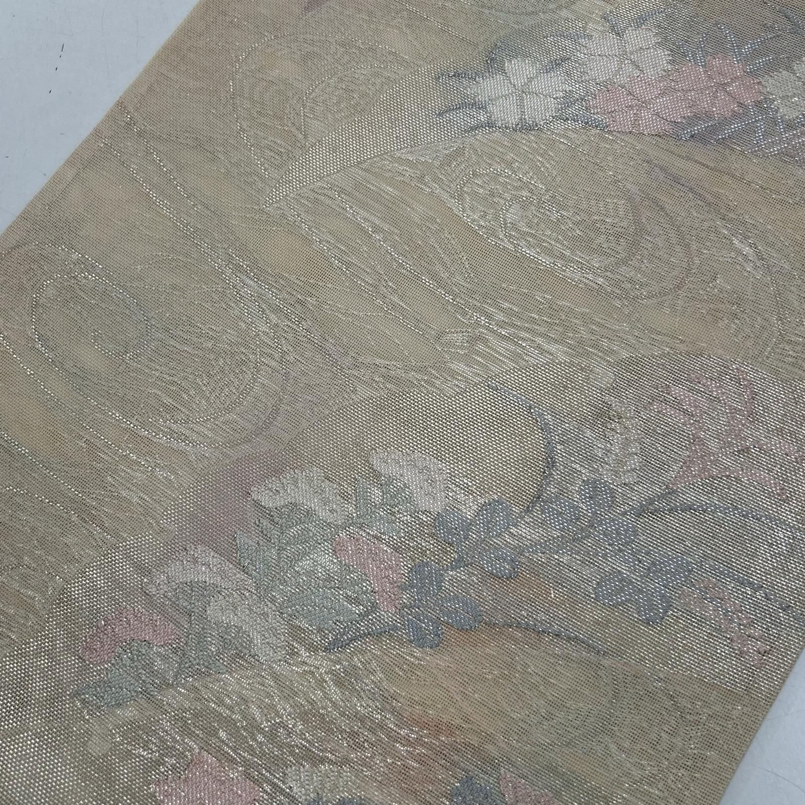 夏帯 紗 袋帯 正絹 上品な花柄 品ある色味 着物 a-8782 - メルカリ