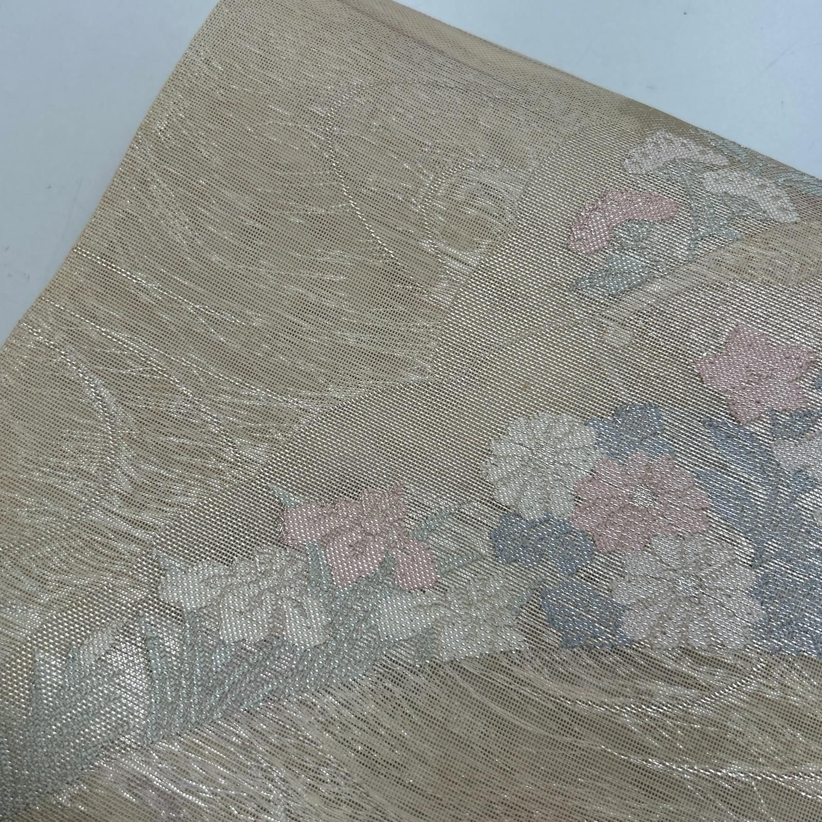 夏帯 紗 袋帯 正絹 上品な花柄 品ある色味 着物 a-8782 - メルカリ