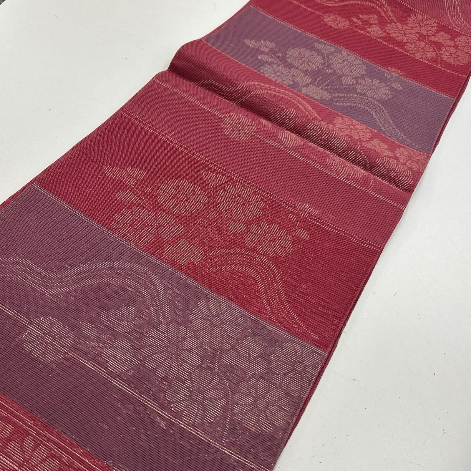 夏帯 袋帯 横断に花草模様 正絹 MA-9089 - メルカリ