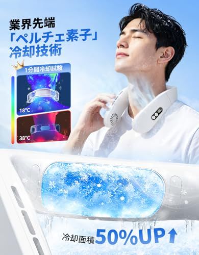 ネッククーラー 【2026年冷却進化?首掛け扇風機】ネックファン 強力 瞬間冷却 3段階風力＆冷感調節 20dB静音 羽根なし 超軽量 モバイル扇風機 LCDディスプレイ表示 Type-C急速充電 熱中症対策 花火大会/通勤通学/夏キャンプ 070277e9