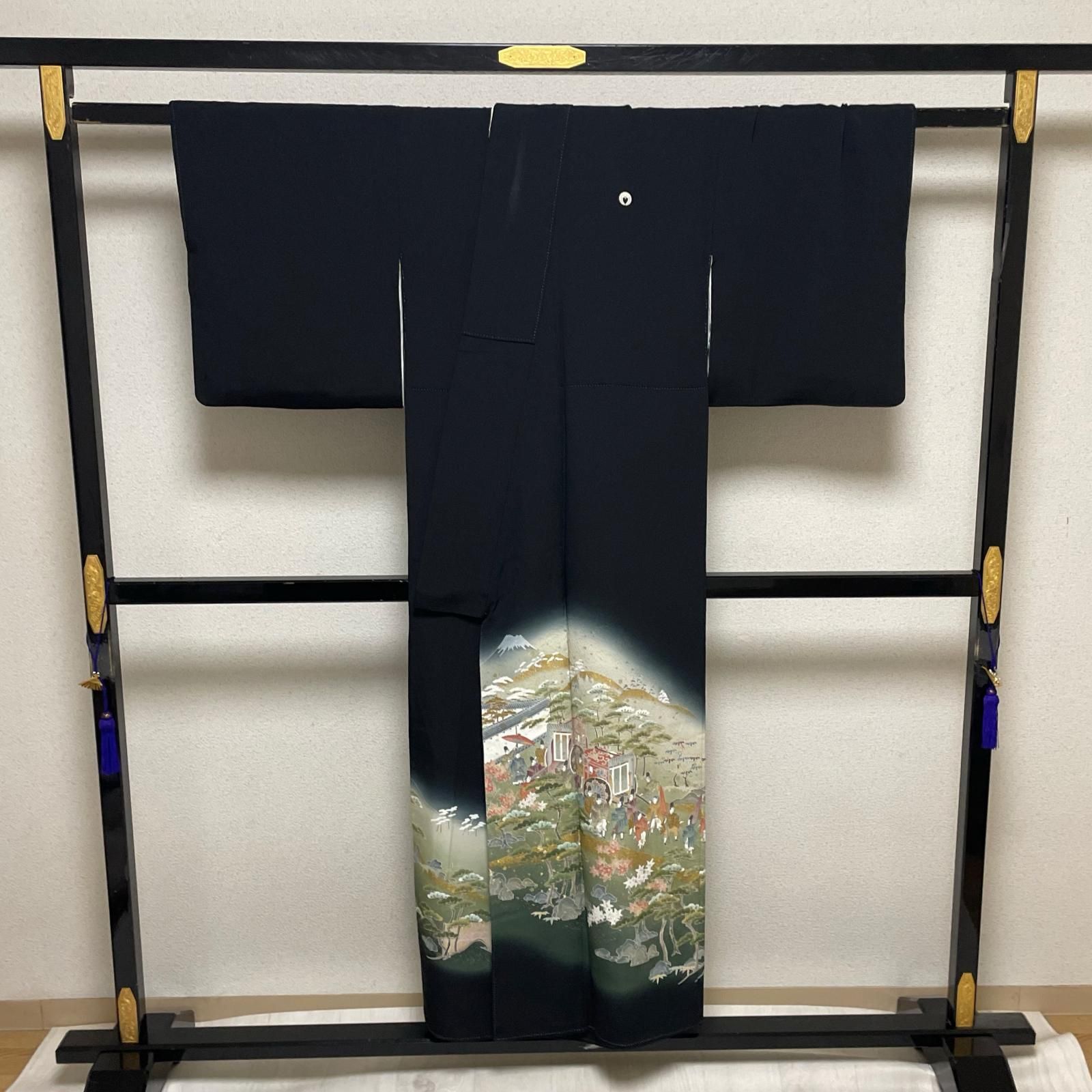 作家物 黒留袖 豪華金彩 大名行列 着物 正絹 五つ紋 X-3781 - メルカリ