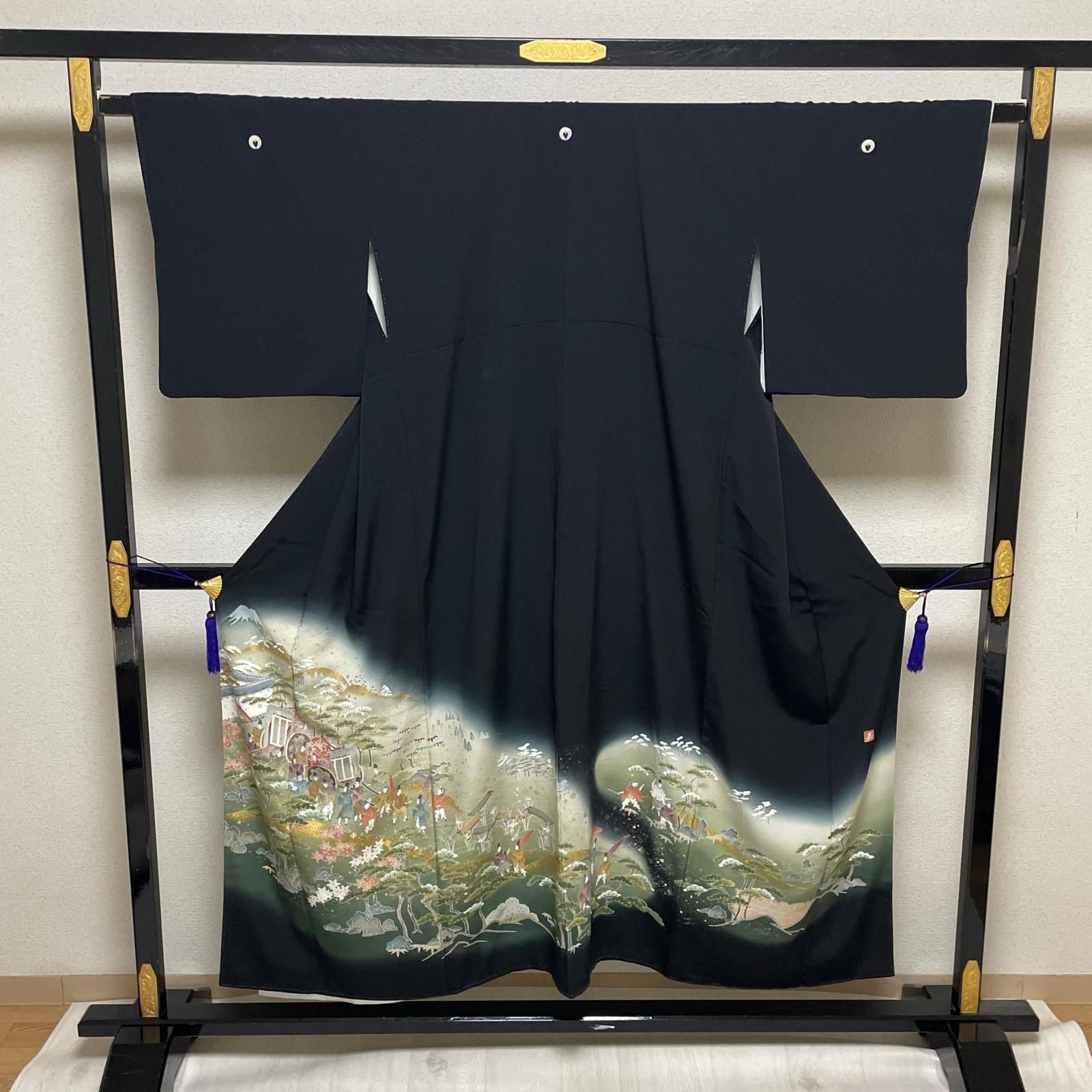 作家物 黒留袖 豪華金彩 大名行列 着物 正絹 五つ紋 X-3781 - メルカリ