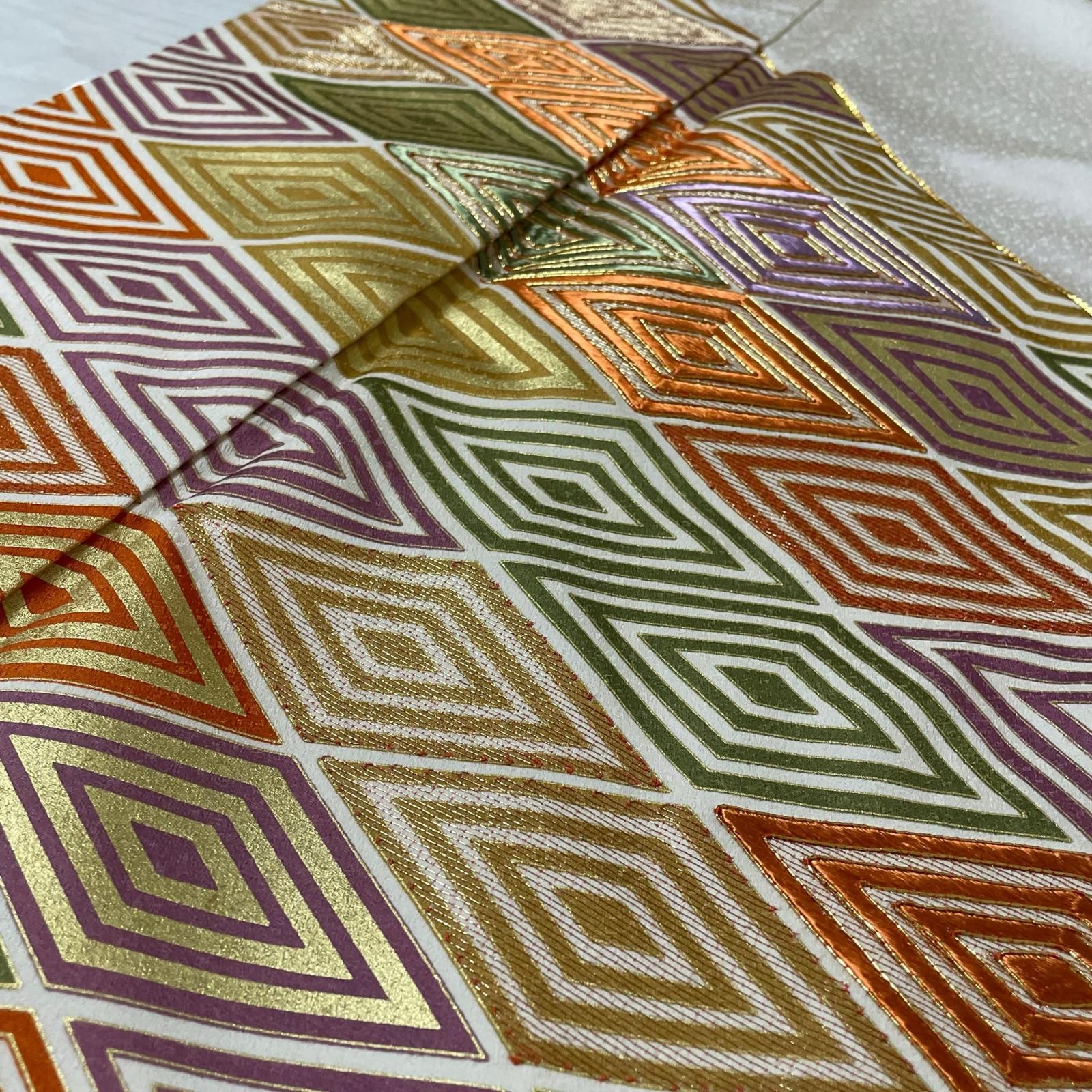 色留袖 染めに刺繍 菱形繋ぎ 金駒刺繍 着物 正絹 一つ紋 X-3790