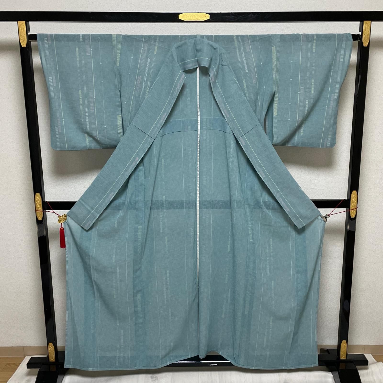 紗紬　縞 夏着物 紗紬 裄66 縞の可愛い染め 着物 正絹 X-3194 - メルカリ