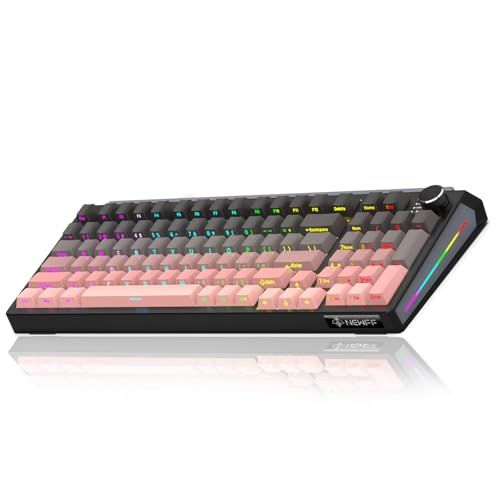 【新品】キーボード ゲーミングキーボード 97キー配列 テンキー付き トライモードBT/2.4GHz/USB-Cホットスワップ可能 アニメーションRGBバックライト付き グラデーショントポグラフィックキーキャップ グラデーションキーキャップ 8000mAhバッ