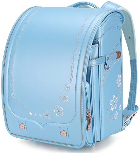 【新品】桜 ランドセル 女の子 ワンタッチロック 軽量 豪華 刺? A4フラットファイル対応 japanese schoolbag エレガント (New パールブルー) fec9e764
