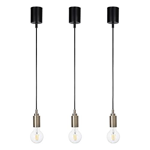 【新品】ペンダントライト ペンダント ソケット ライト 吊り下げ 照明器具 北欧 おしゃれ アンティーク E26 LED エジソン 電球 適合 引っ掛けシーリング ダクトレール 照明（ライティングレールタイプ ３個） 495e2eaa