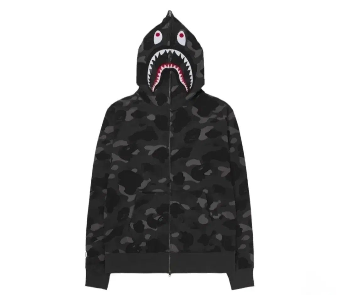 A BATHING APE カモフラ シャーク フール ジップアップ ブラック 흑계 XXL