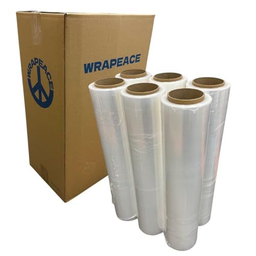 ストレッチフィルム 500mm×300m 14μ ~ 15μ ラップ 幅500mm 長さ300m 6巻セット 1ケース WRAPEACE 【ST14?15μ-1】 (6)mt