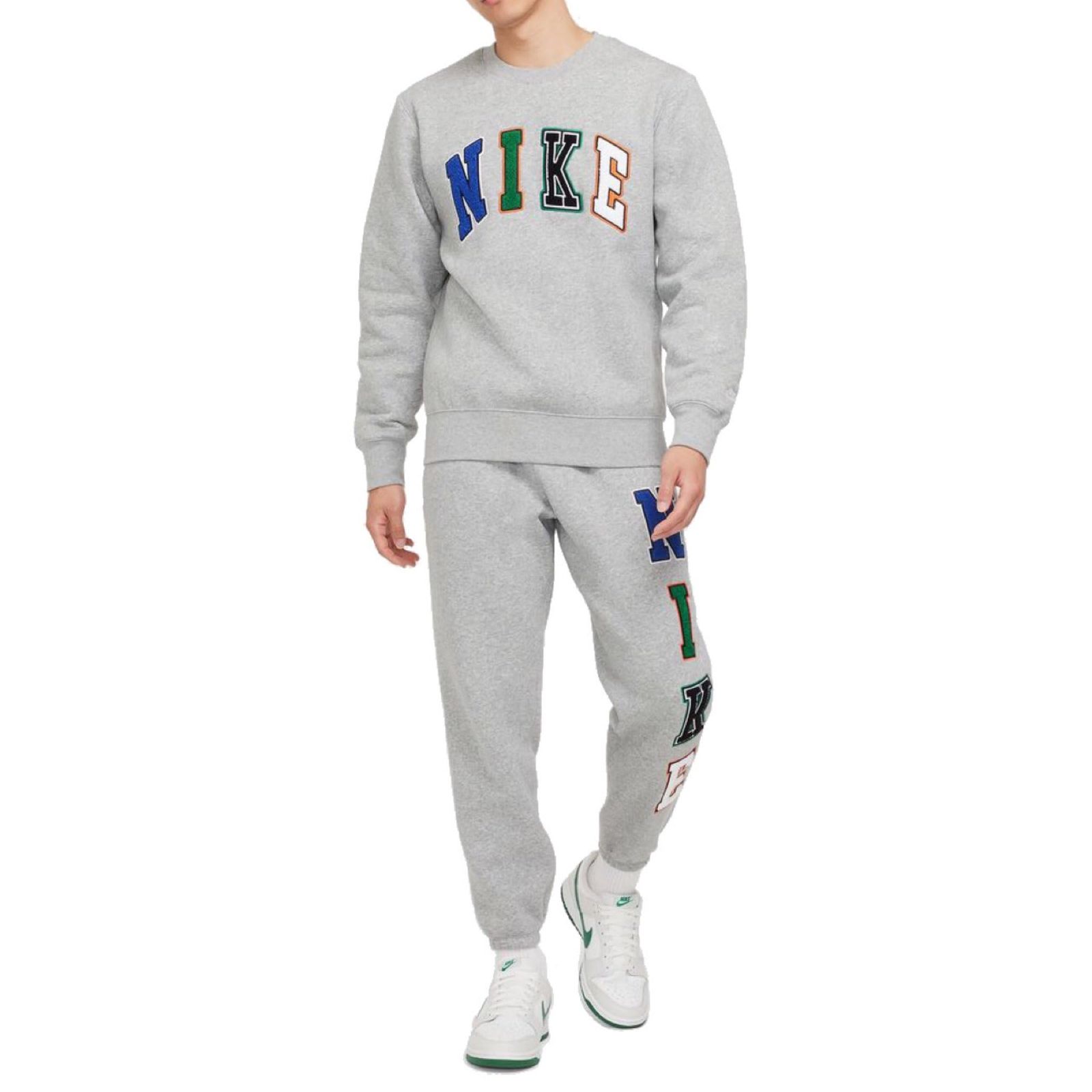 [ナイキ] CLUB BB LETTERS フリース スウェット 上下セット メンズ M (身長155-176㎝) セットアップ 裏起毛 国内正規品 FZ0880-063×FZ0882-063 グレー [ダークグレーヘザー/ホワイト] [M]