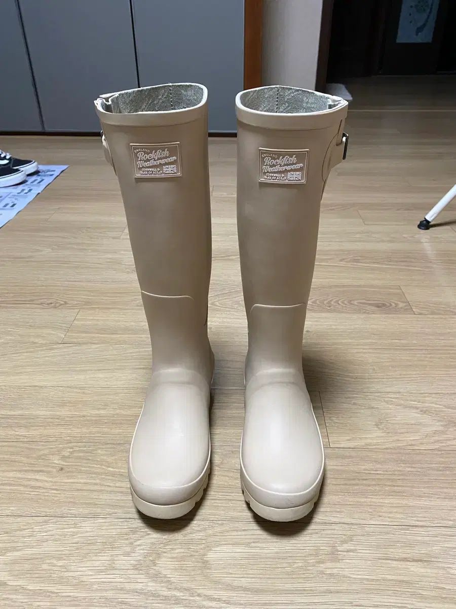 ロックフィッシュ レインブーツ ロング アイボリー 240-245
