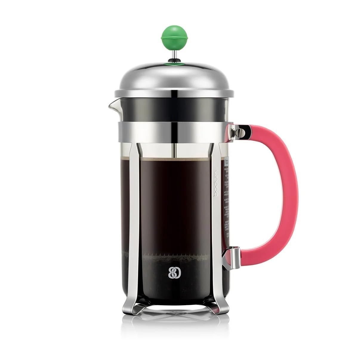 BODUM ボダム コーヒーメーカー コーヒープレス CHAMBORD シャンボール フレンチプレス コーヒーメーカー 1000ml 80周年限定 グレー × グリーン × ピンク ステンレスフィルター ガラスビーカー 浸漬式 コーヒー 【正規品】 1928
