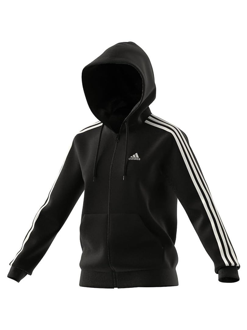 adidas(アディダス) W ESS 3S 裏起毛 スウェットFZフーディ ブラック/ホワイト M [M]