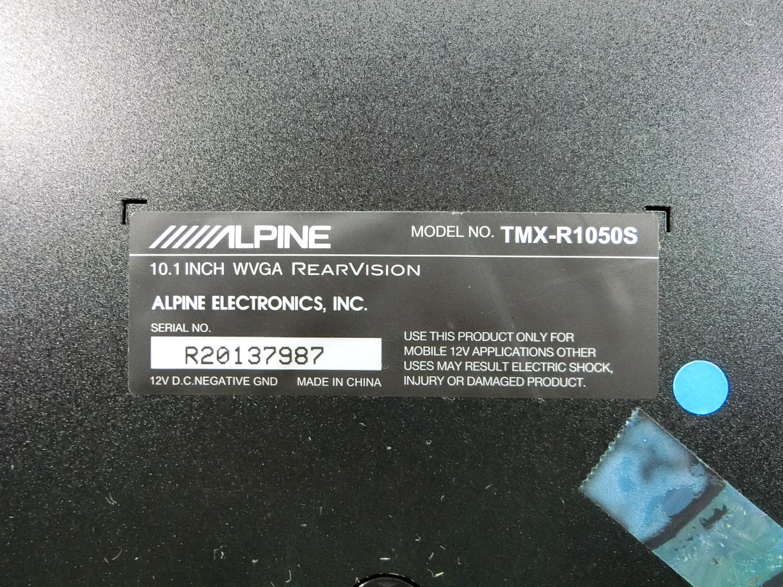 16358] ALPINE アルパイン 10.1インチ フリップダウンモニター TMX