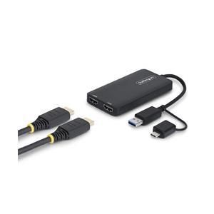 【新品・3営業日で発送】STARTECH.COM USB - HDMI変換アダプター／USB-C／A接続／2画面／HDMI／4K30Hz+1080p(107B-USB-HDMI-2) 6,990円