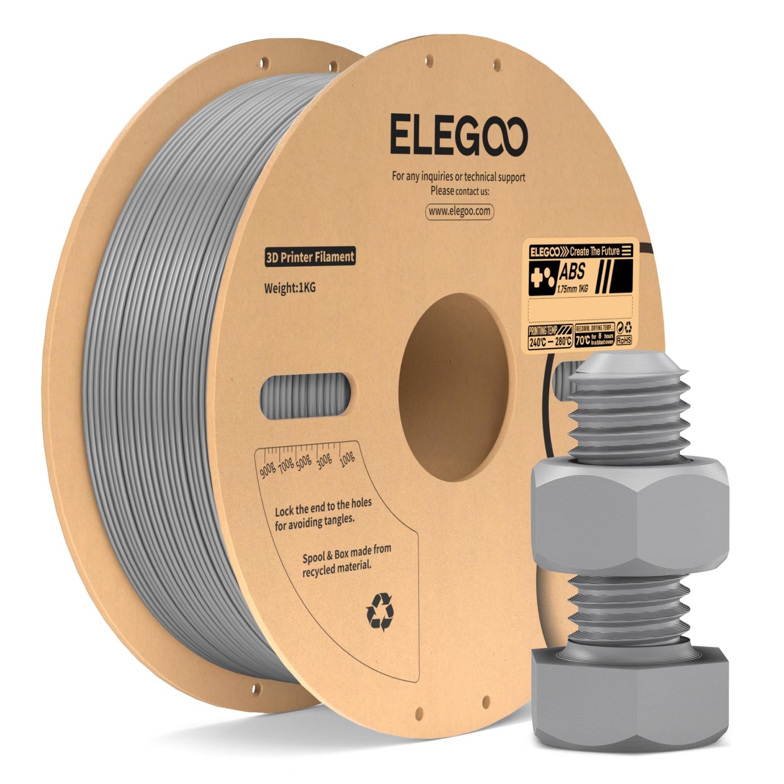 新品】ELEGOO ABS 3Dプリンターフィラメント 1.75mm グレー - メルカリ
