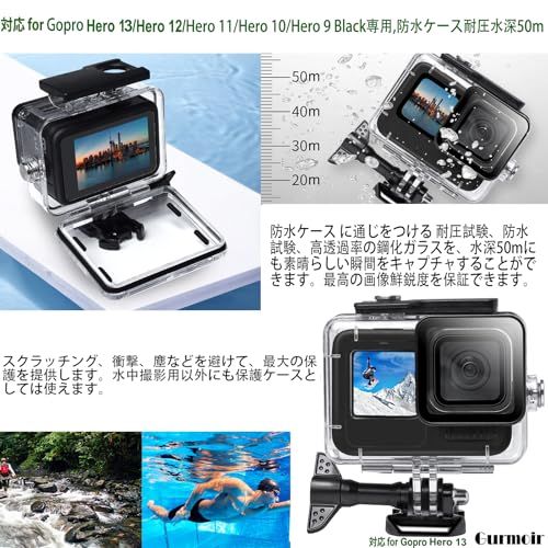 アクションカメラアクセサリーキット 防水ケース付き、対応Gopro 