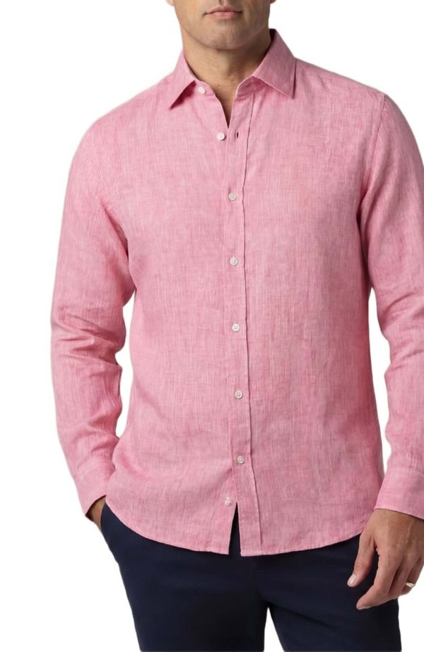 ロバート タルボット メンズ トップス シャツ リネン Robertalbott Morgan Linen Shirt Pink ピンク