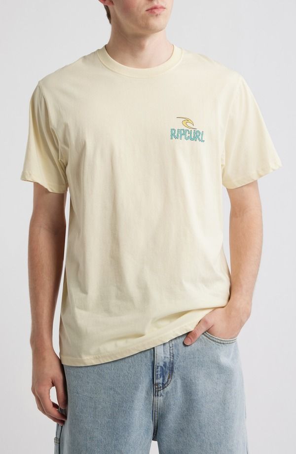 リップカール メンズ トップス Tシャツ コットン グラフィック Rip Curl Shred Til Dead Cotton Graphic TShirt Lemon Ice