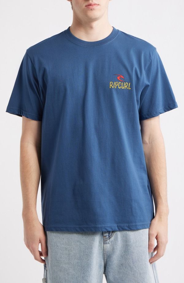 リップカール メンズ トップス Tシャツ コットン グラフィック Rip Curl Shred Til Dead Cotton Graphic TShirt Light Navy ネイビー