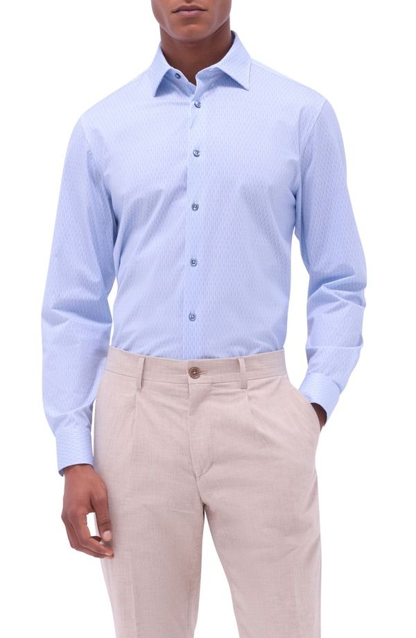 ブガッチ メンズ トップス シャツ プリント コットン Bugatchi James OoohCotton Geo Print ButtonUp Shirt Air Blue ブルー