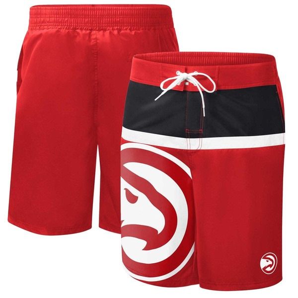 カール バンクス メンズ 水着 ハーフパンツ・ショーツ Mens GIII Sports by Carl Banks Red Atlanta Hawksea Wind Swim Trunks Red