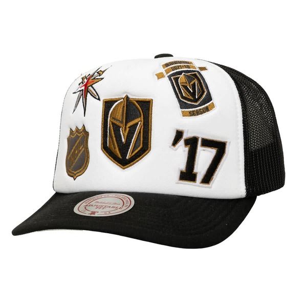 ミッチェルネス メンズ アクセサリー 帽子 Mens Mitchell Ness WhiteBlack Vegas Golden Knights Gridlock Trucker Adjustable