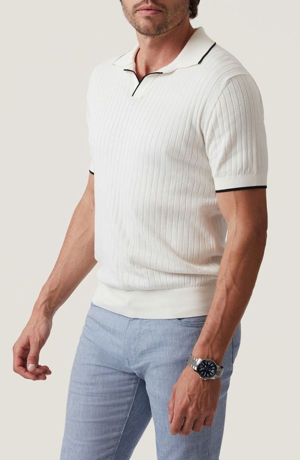 ３４ヘリテージ メンズ トップス ポロシャツ セーター 34 Heritage Johnny Collar Polo Sweater Off White オフホワイト