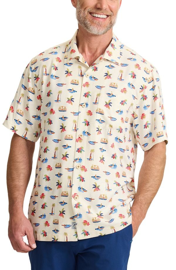 トッミーバハマ メンズ トップス シャツ シルク Tommy Bahama Wave Cruiser Silk Camp Shirt Continental