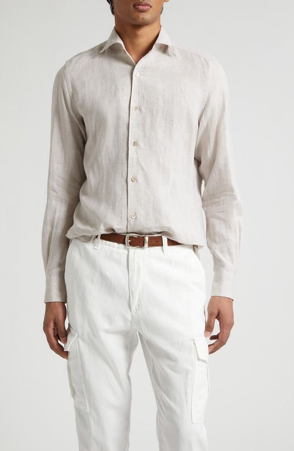 イレブンティ メンズ トップス シャツ リネン Eleventy Linen ButtonUp Shirt Sand サンド